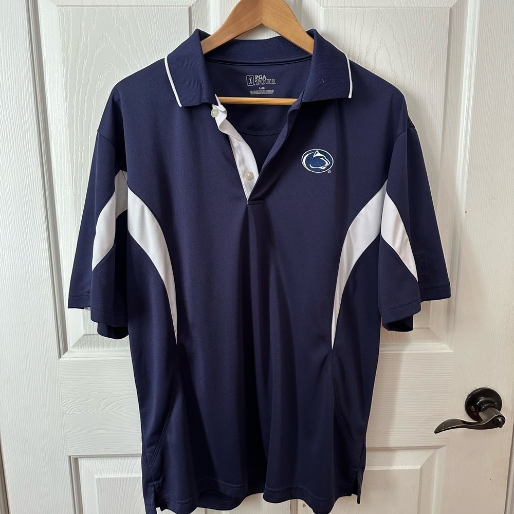 Penn State PGA Tour Navy Polo with White Accents
